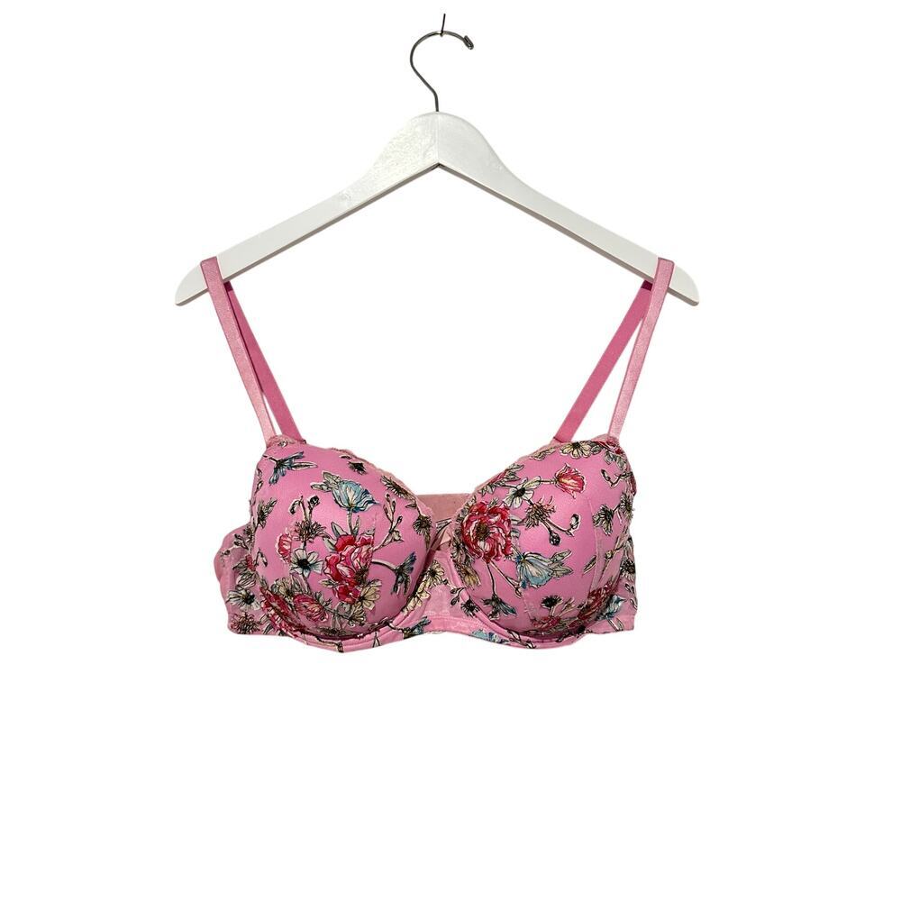 Victoria’s Secret Pink Red Floral 40C Dream Angels Bra